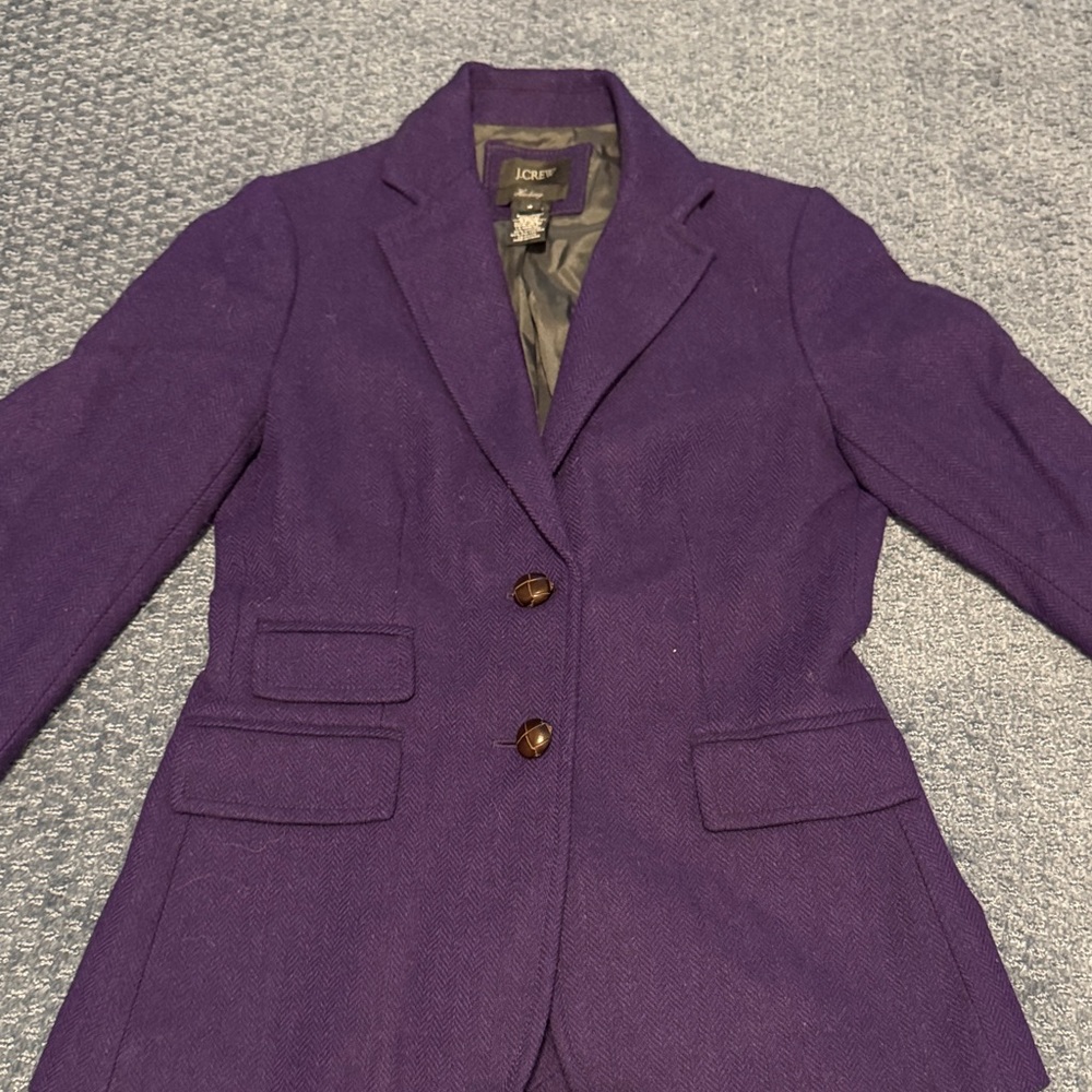 J. Crew Purple Wool H acking Blazer
